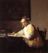 Jan Vermeer A Lady Writing a Letter oil painting reproduction